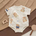100% Organic Muslin Cotton Allover Cute Bear Baby Onesie