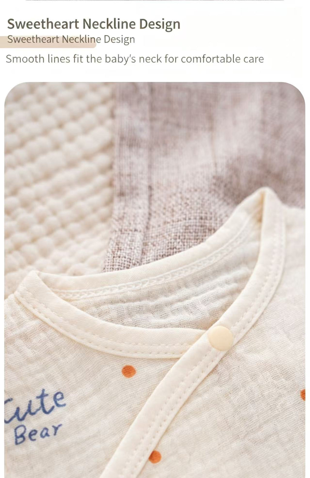 100% Organic Muslin Cotton Allover Cute Bear Baby Onesie
