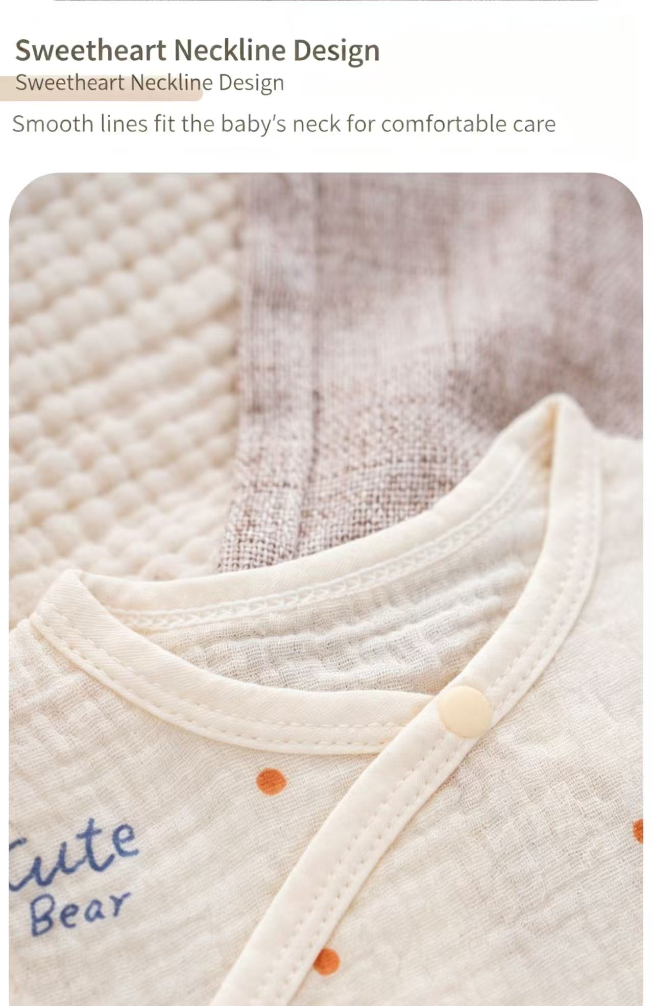 100% Organic Muslin Cotton Allover Cute Bear Baby Onesie