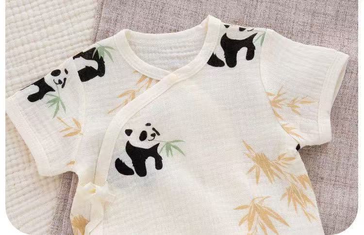 100% Organic Muslin Cotton Allover Panda Baby Onesie