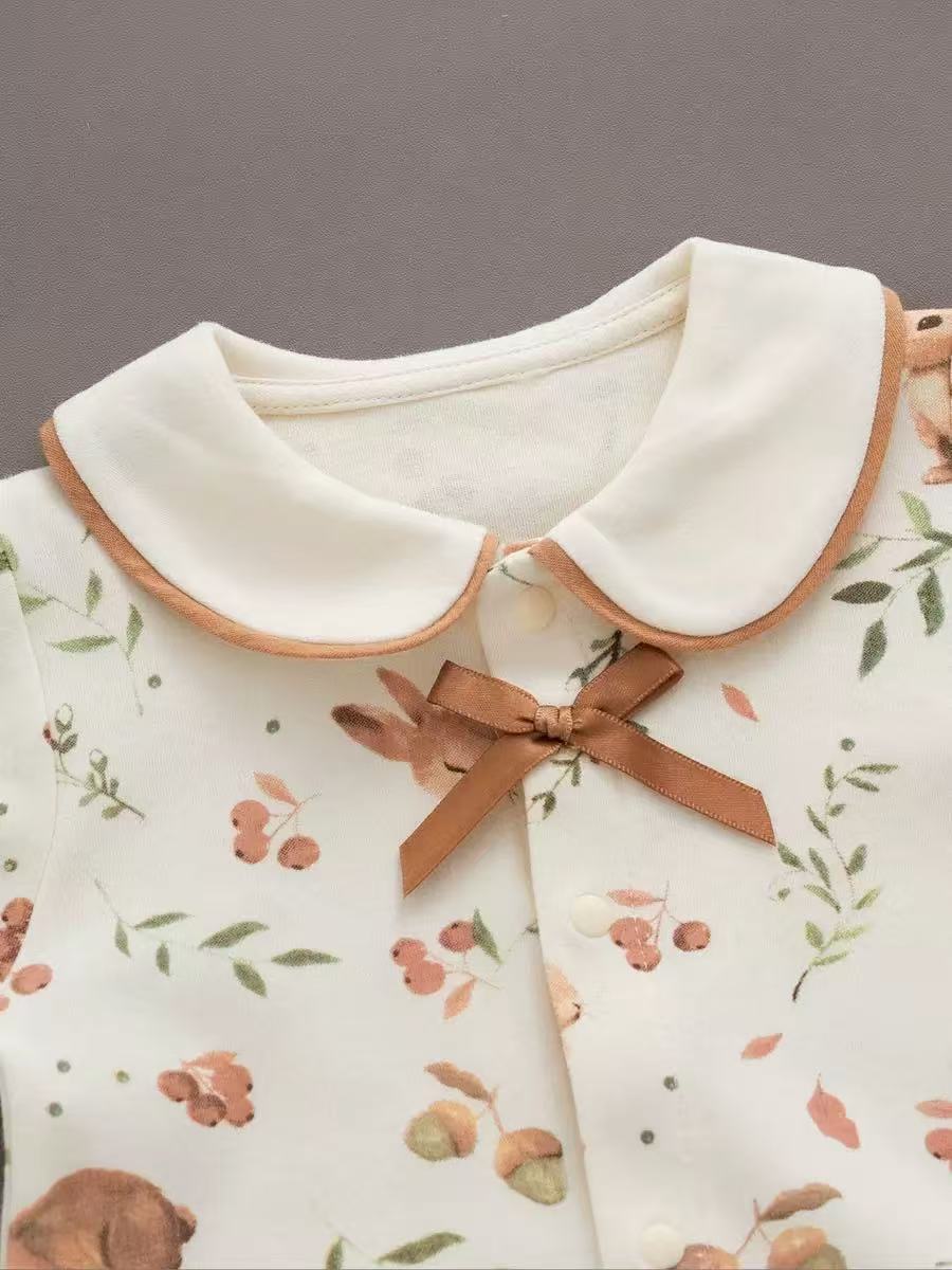 100% Organic Cotton Watercolour Bunny Print Baby Romper
