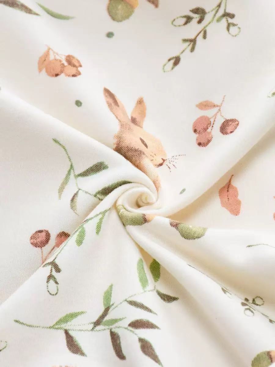 100% Organic Cotton Watercolour Bunny Print Baby Romper