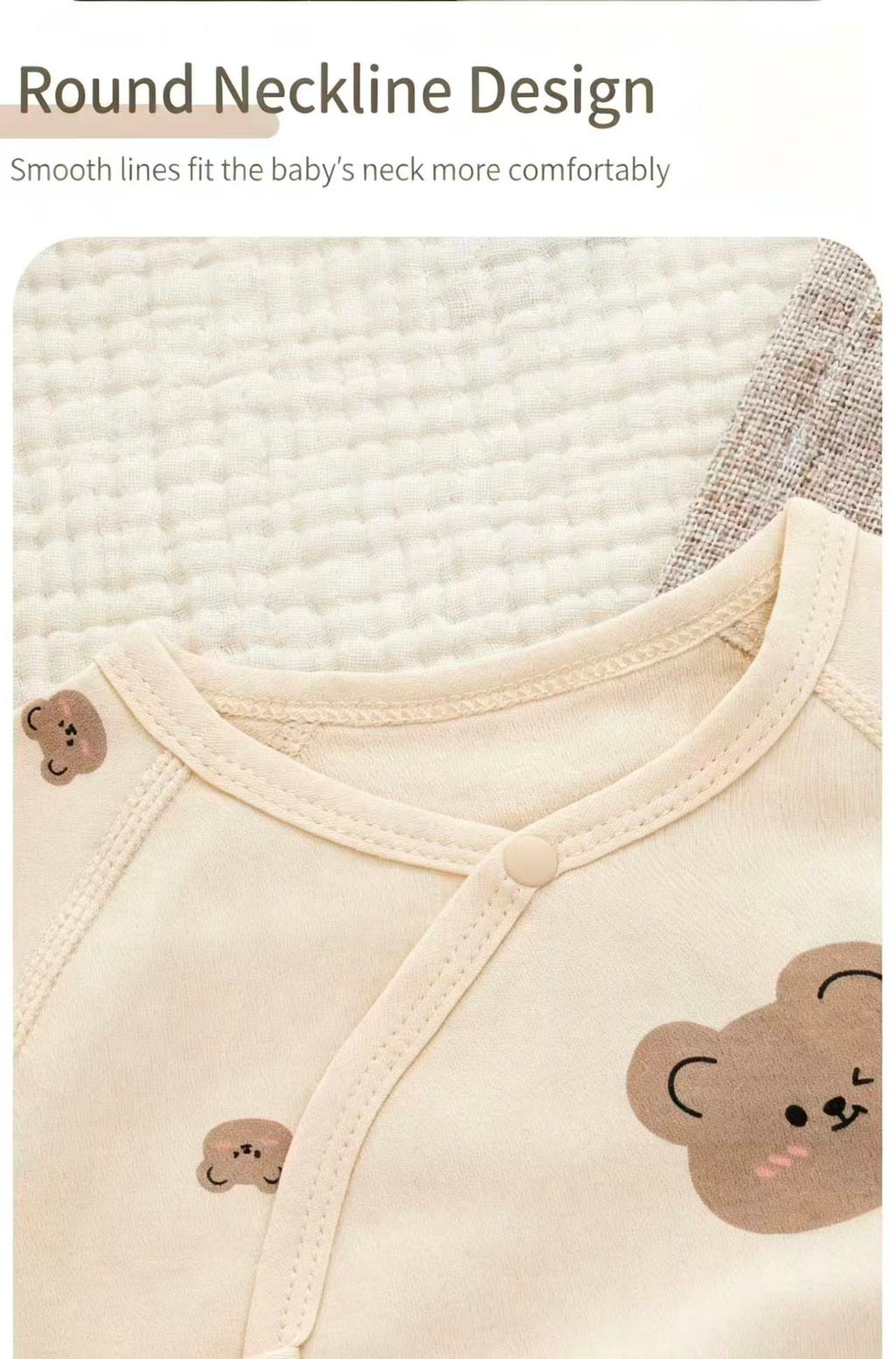 100% Organic Cotton Teddy Bear Print Baby Romper