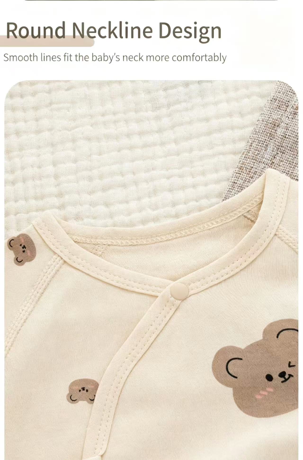 100% Organic Cotton Teddy Bear Print Baby Romper