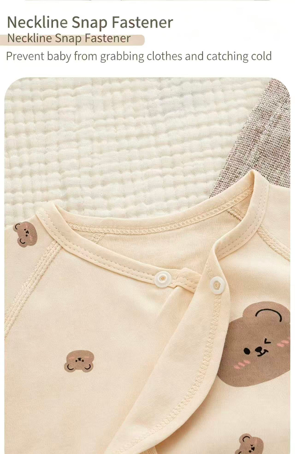 100% Organic Cotton Teddy Bear Print Baby Romper