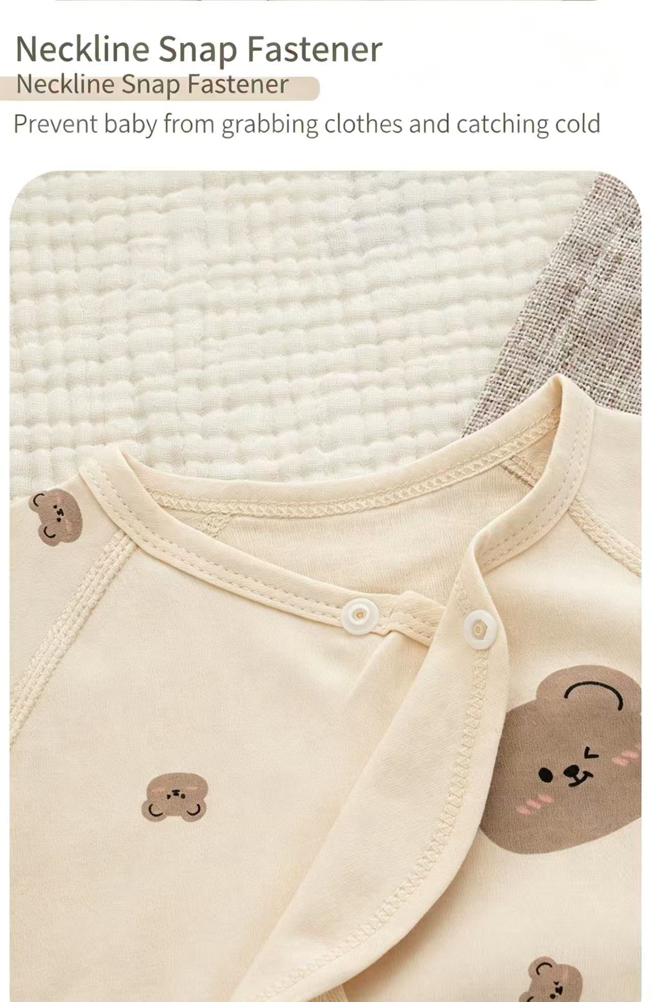 100% Organic Cotton Teddy Bear Print Baby Romper