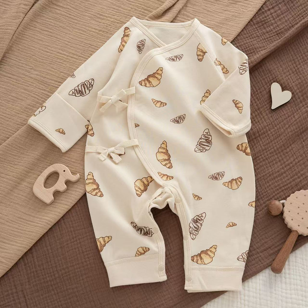 100% Organic Cotton Croissant Print Baby Romper