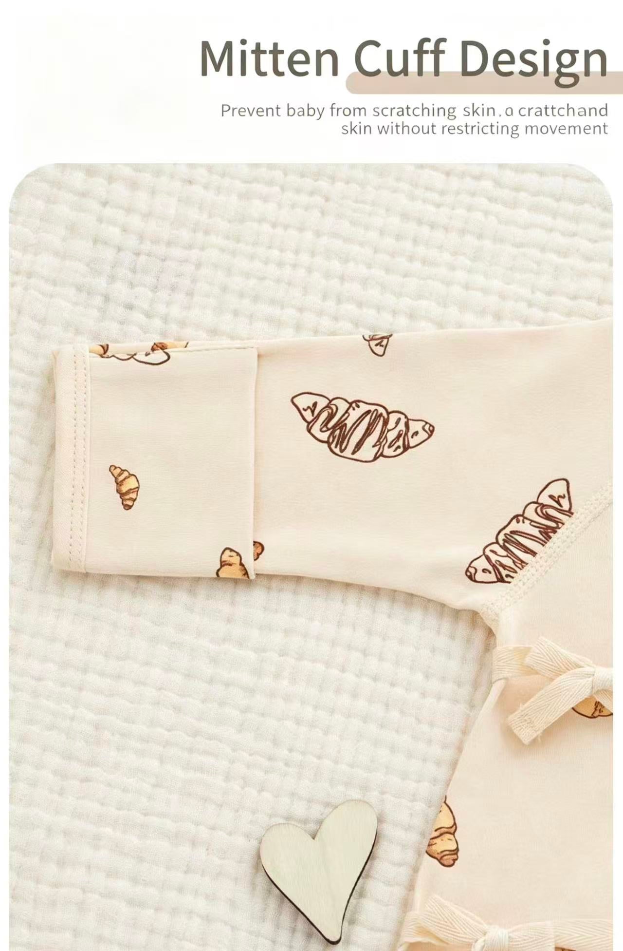 100% Organic Cotton Croissant Print Baby Romper