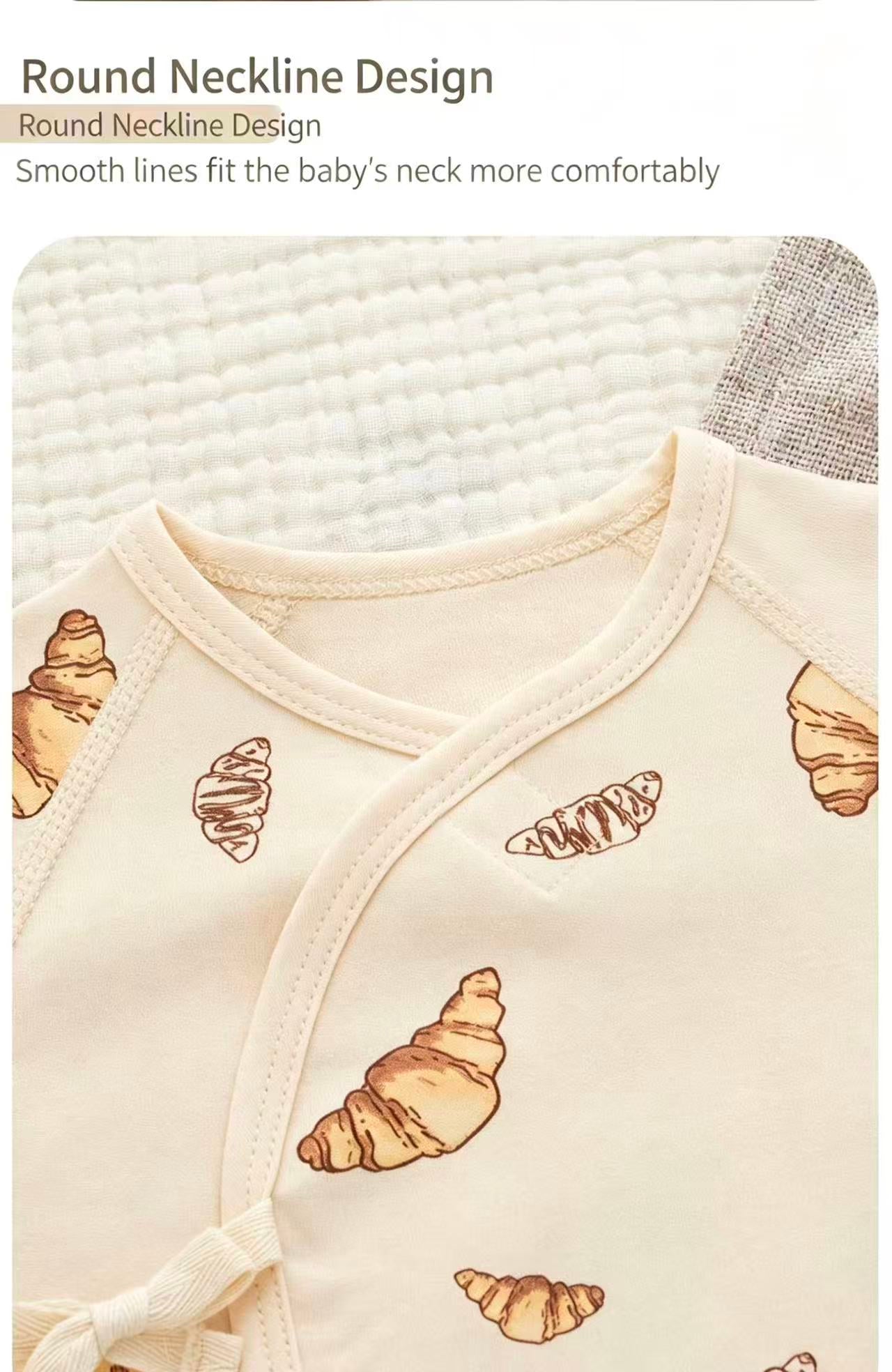 100% Organic Cotton Croissant Print Baby Romper