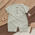 Bamboo & Organic Cotton Blend Ribbed Sage Green Short Baby Romper