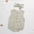 Bamboo & Organic Cotton Mix Striped Light Green Sleeveless Baby Onesie