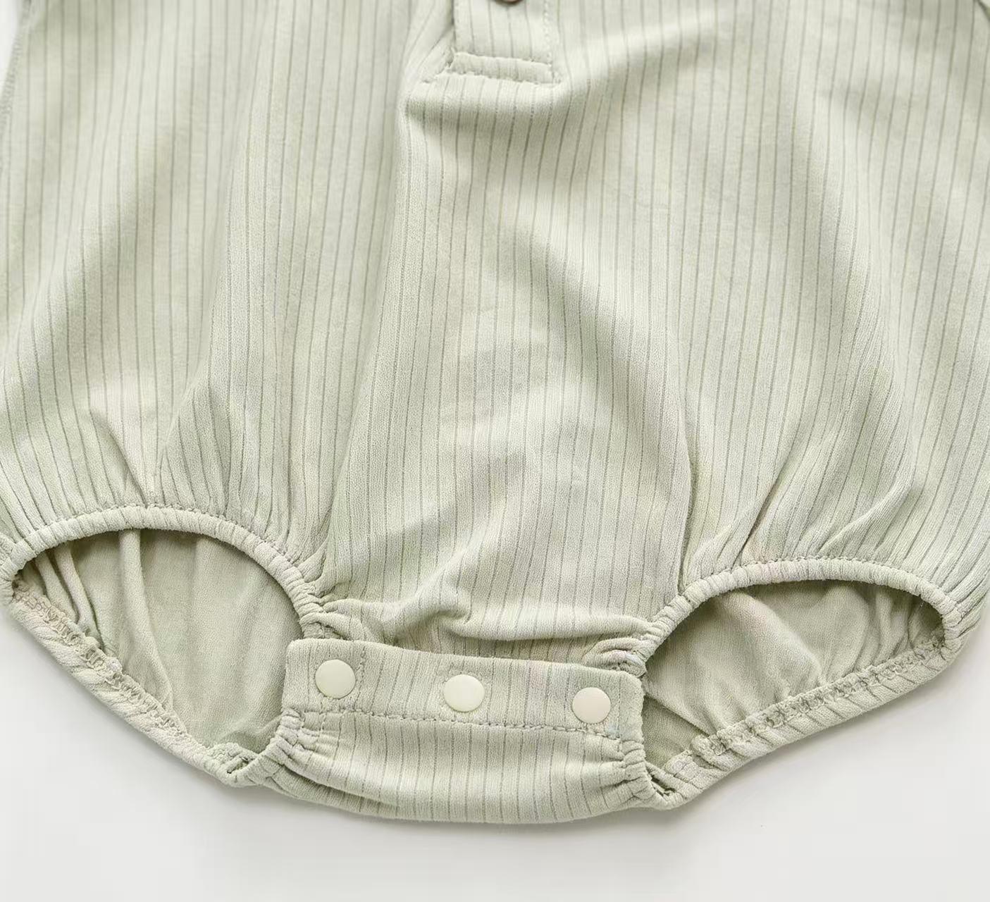 Bamboo & Organic Cotton Mix Striped Light Green Sleeveless Baby Onesie