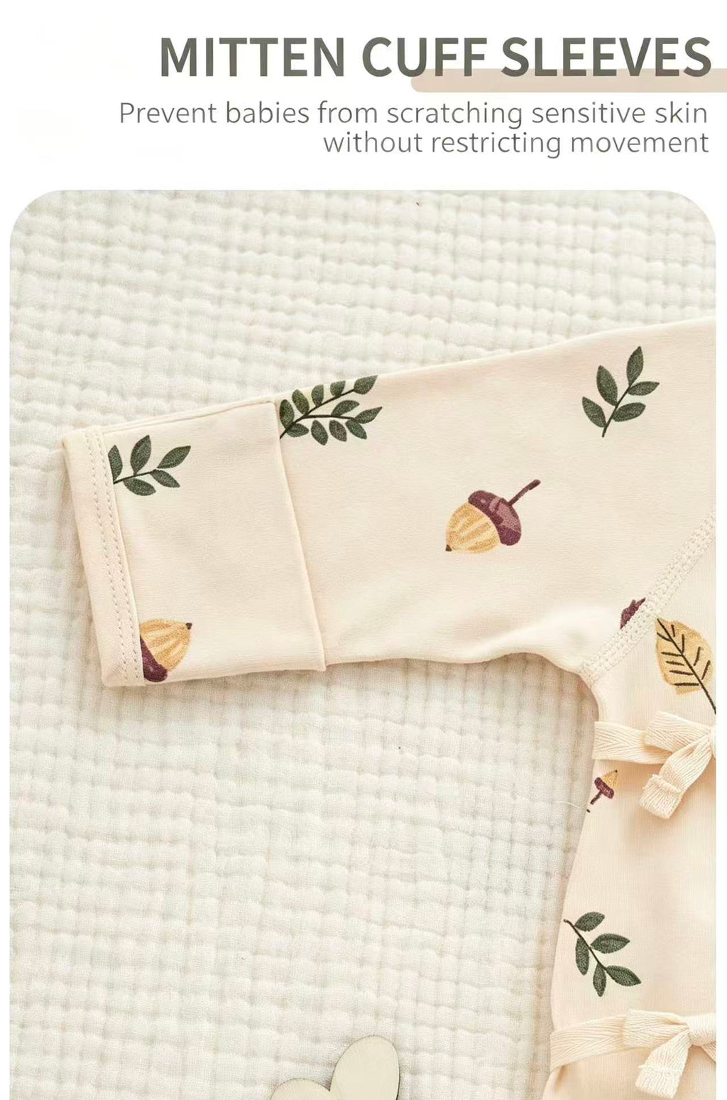 100% Organic Cotton Acorn Leaf Print Baby Romper