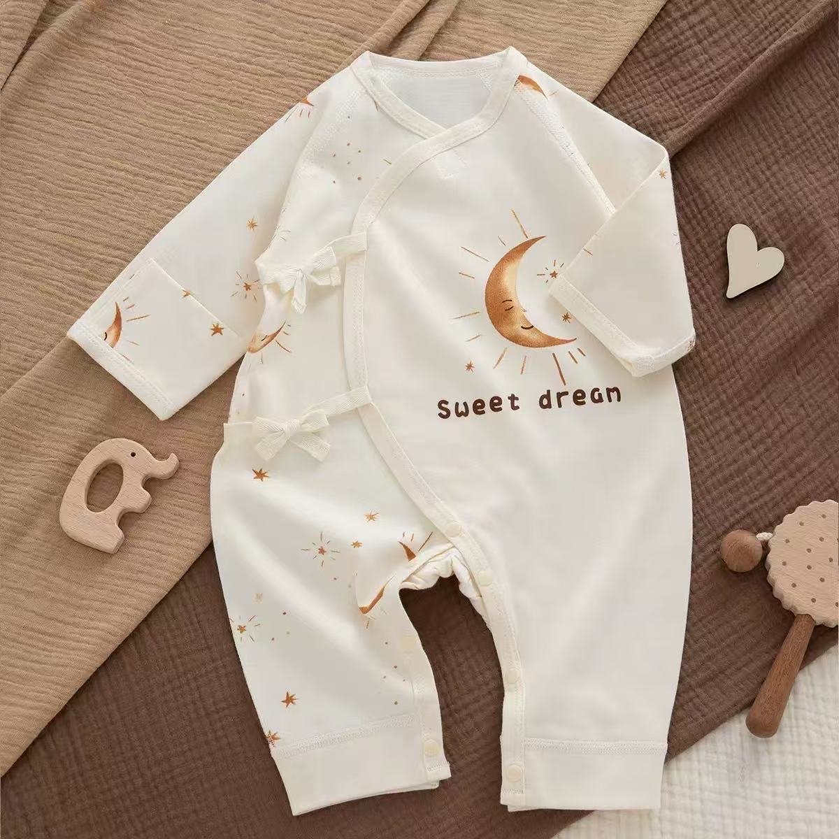 100% Organic Cotton Moon Star Print Baby Romper