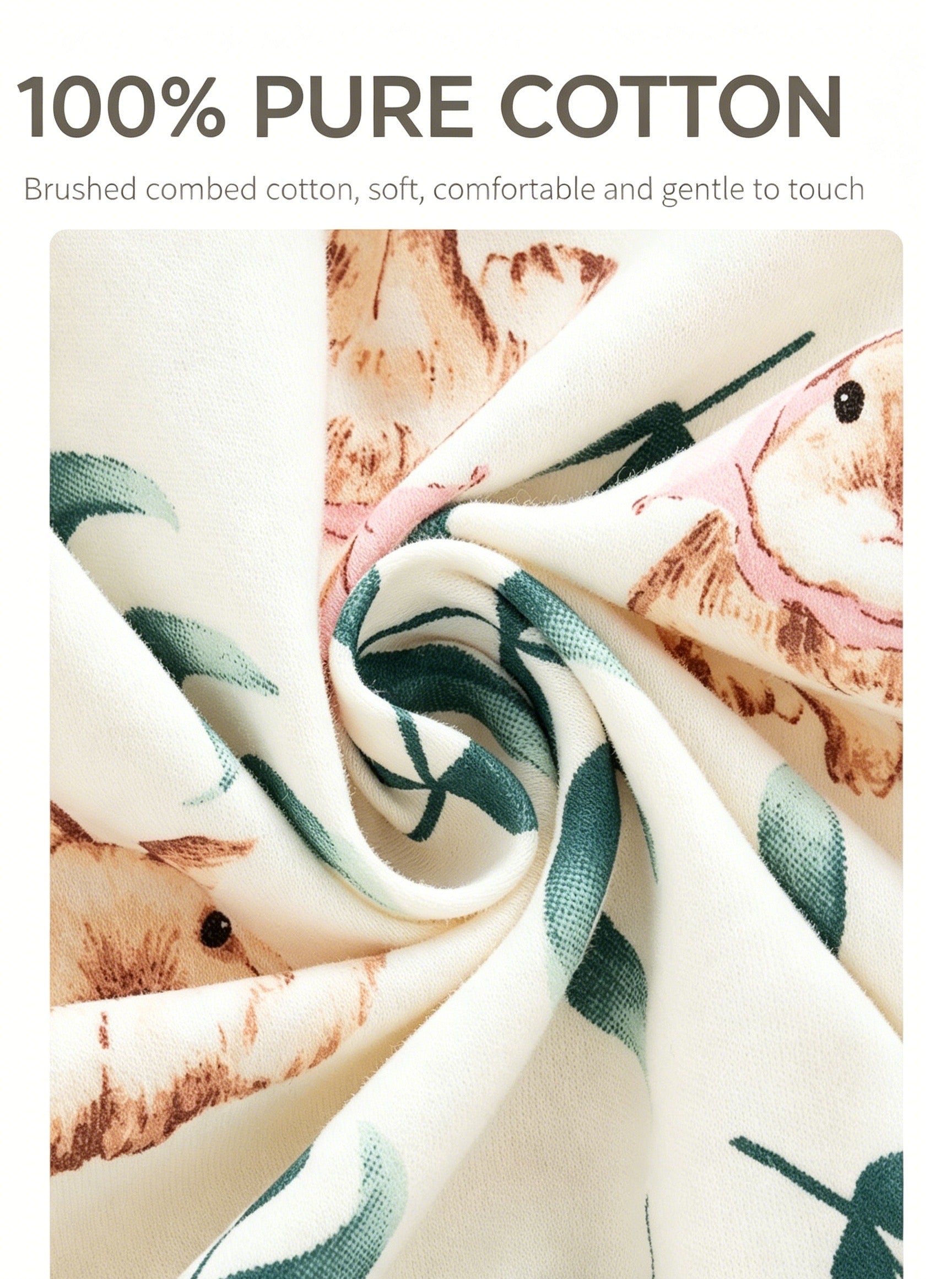 100% Organic Cotton Bunny Print Baby Romper