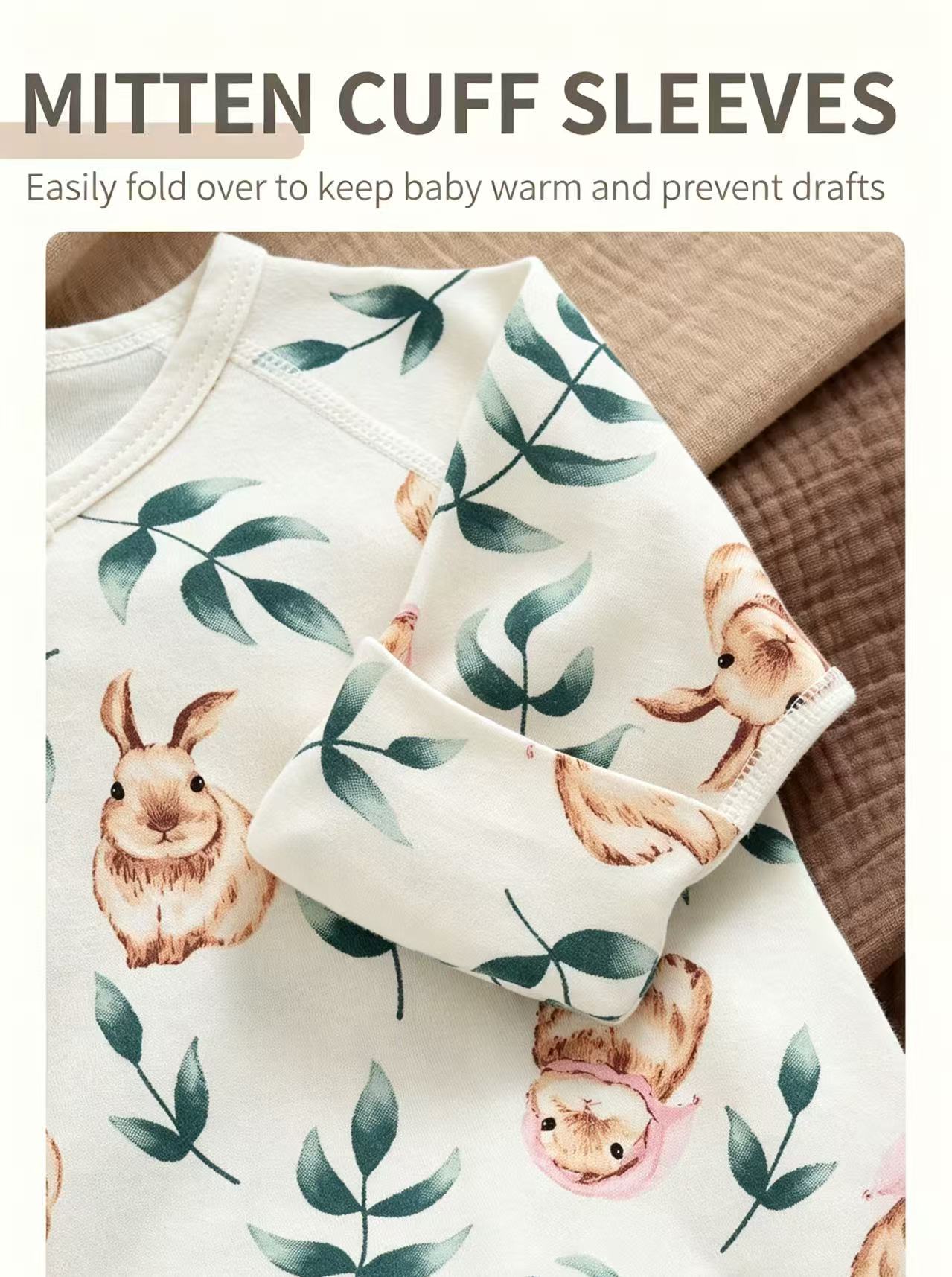 100% Organic Cotton Bunny Print Baby Romper