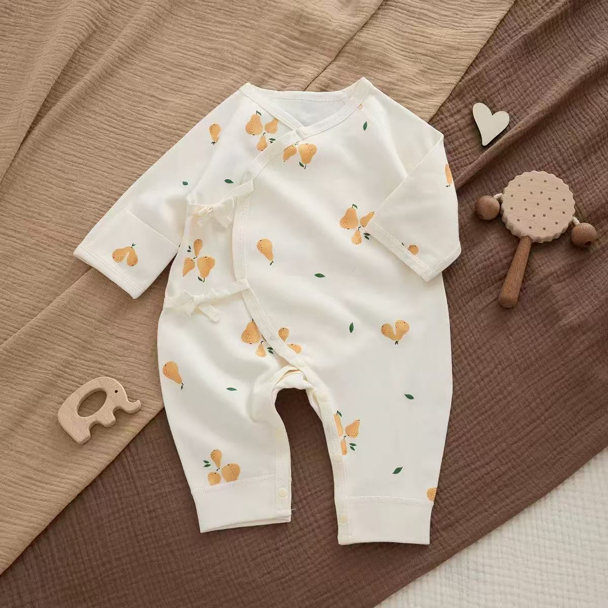 100% Organic Cotton Pear Print Baby Romper