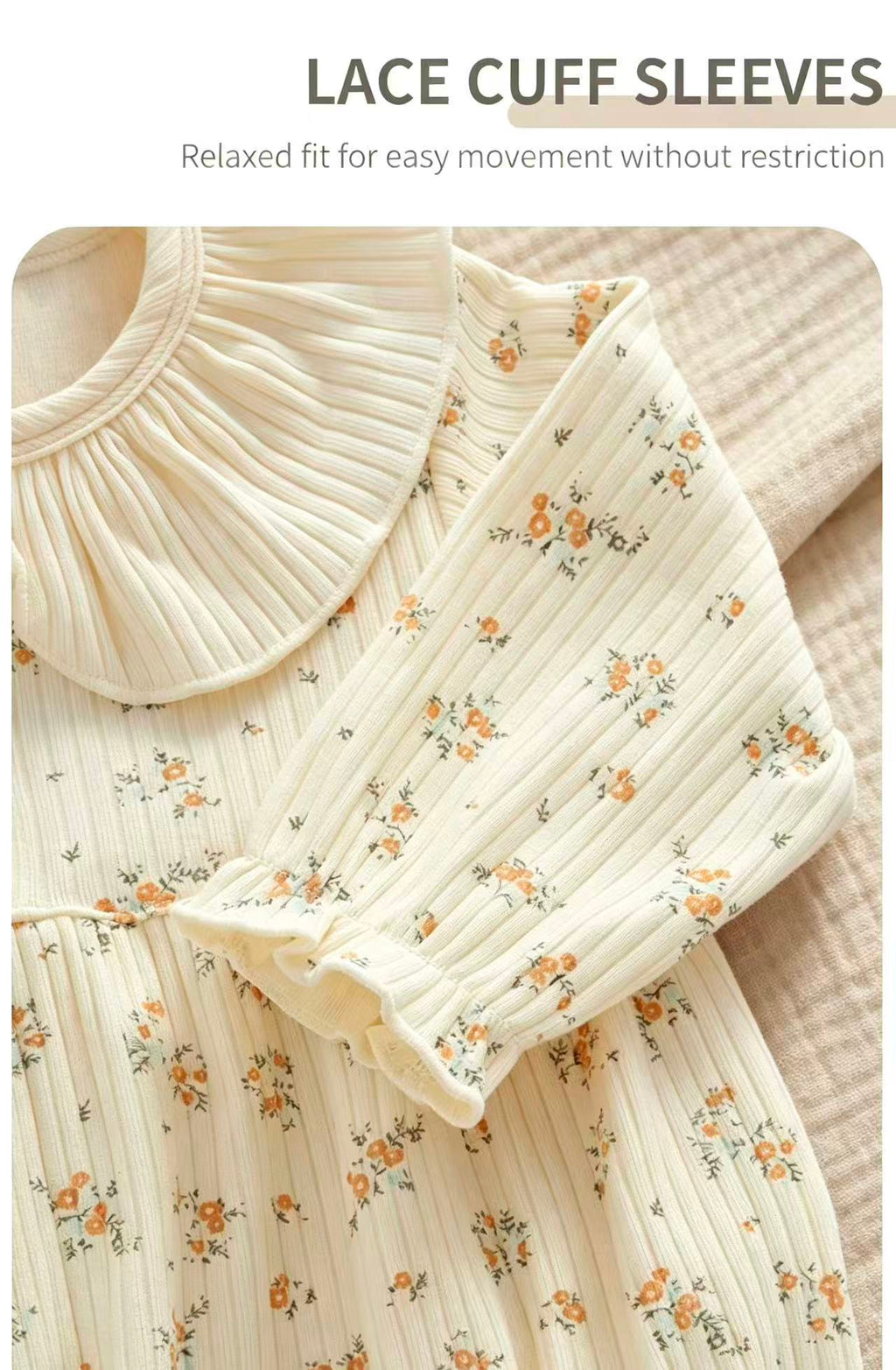 Ruffle Collar Floral Long Sleeve Baby Onesie