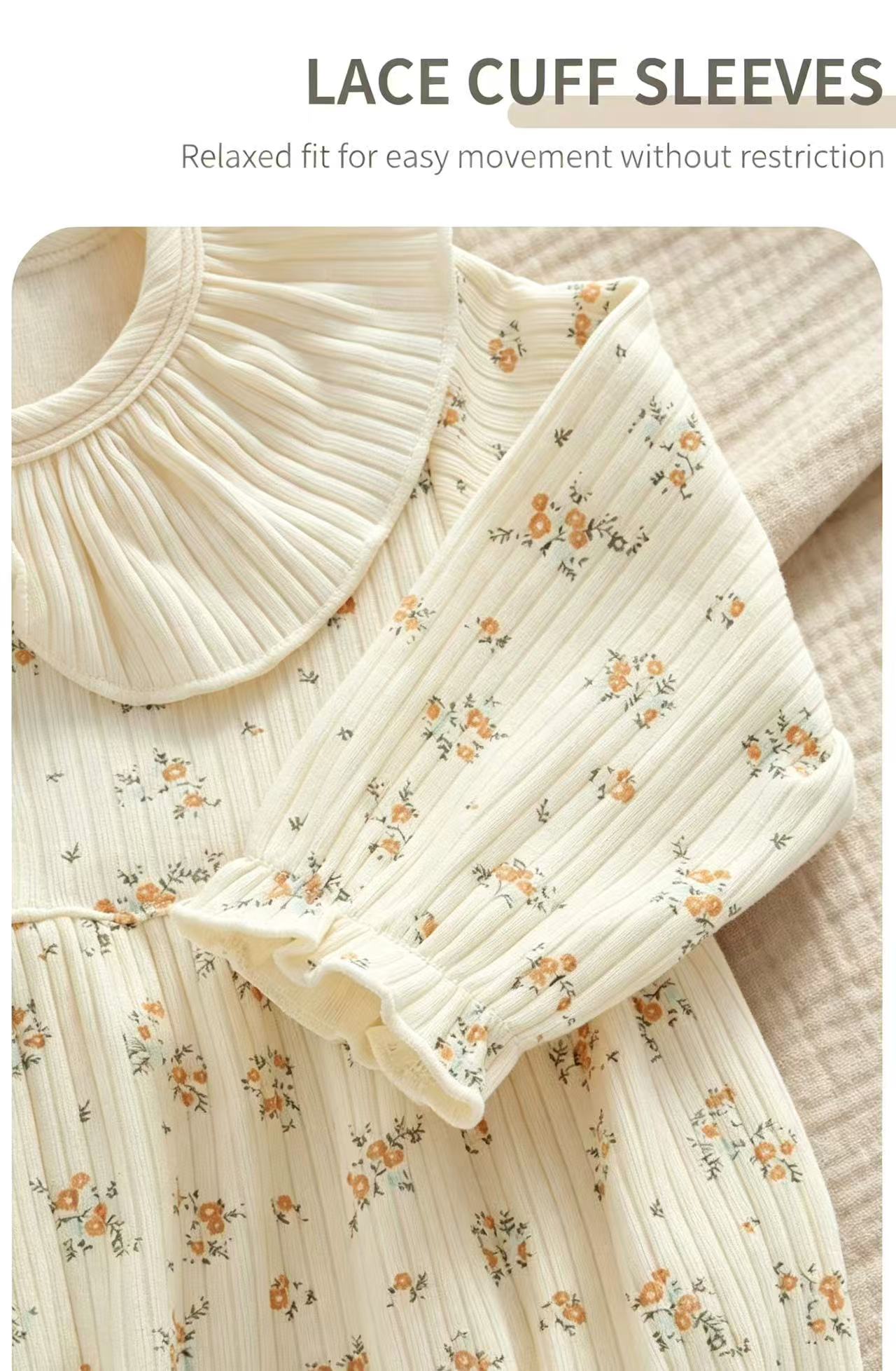 Ruffle Collar Floral Long Sleeve Baby Onesie
