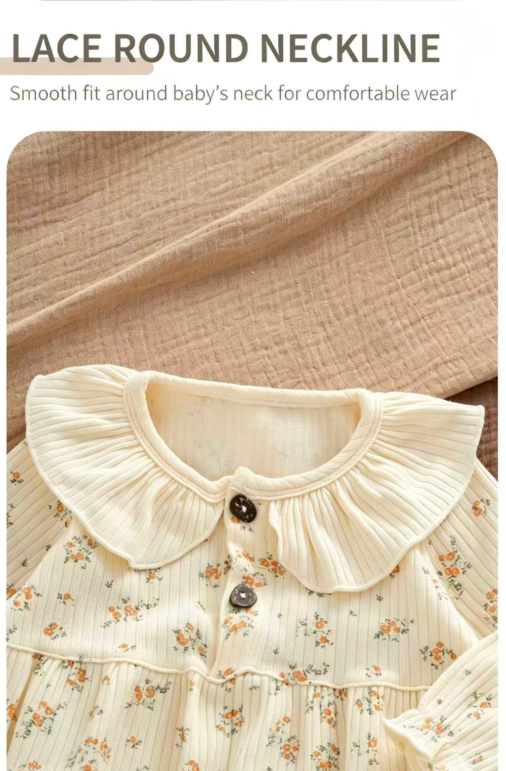 Ruffle Collar Floral Long Sleeve Baby Onesie
