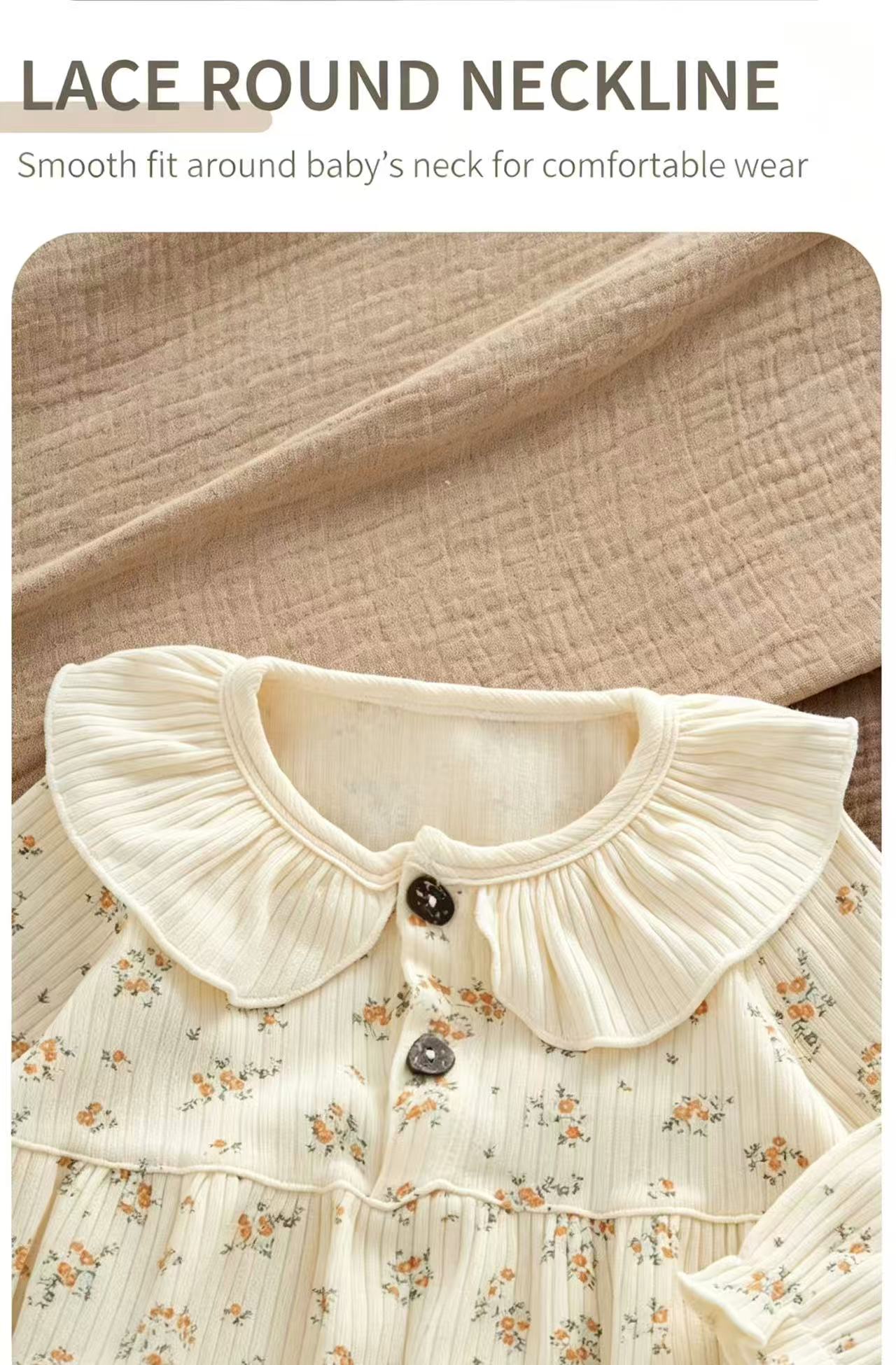 Ruffle Collar Floral Long Sleeve Baby Onesie