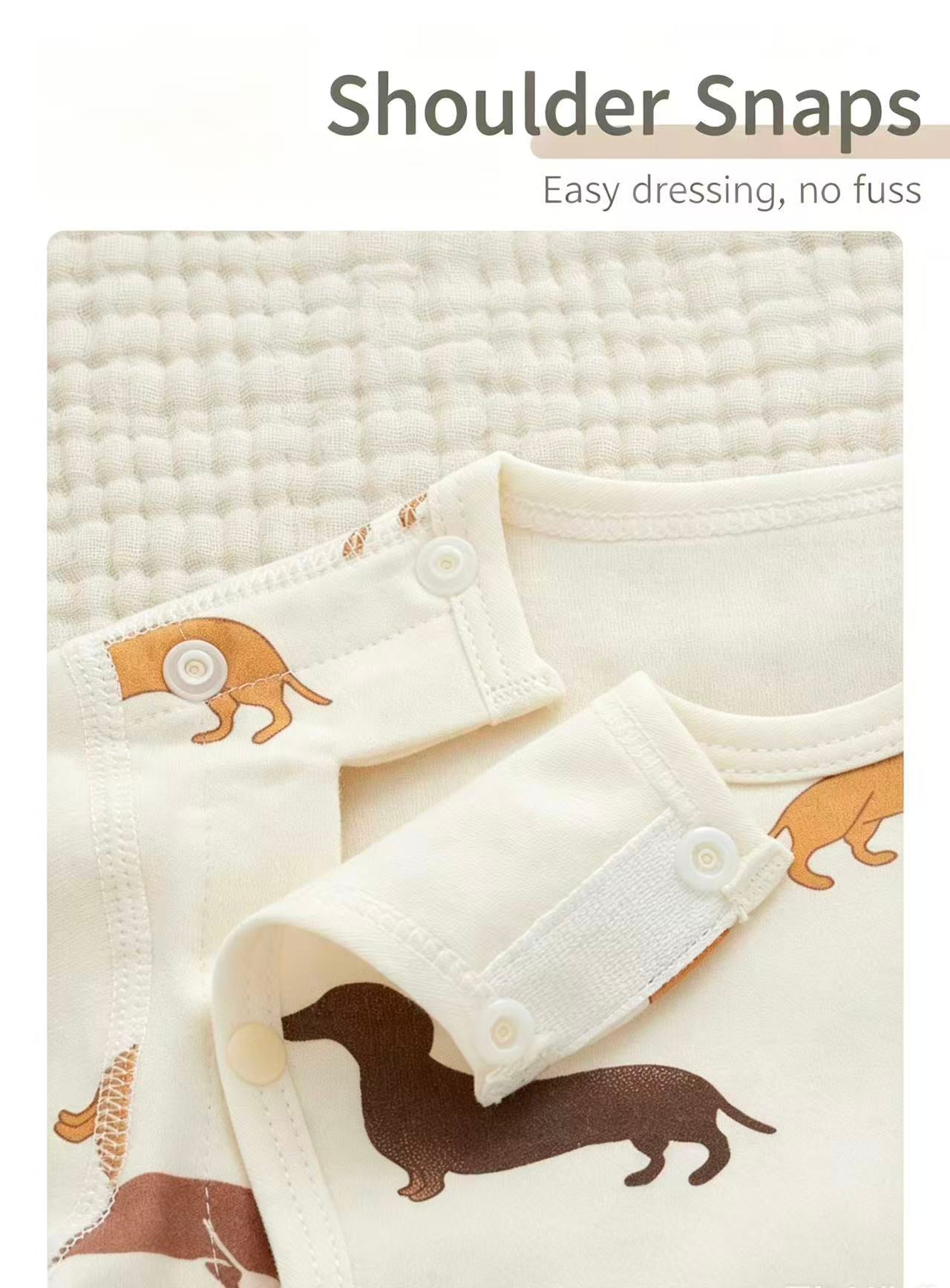 100% Organic Cotton Dachshund Print Baby Romper