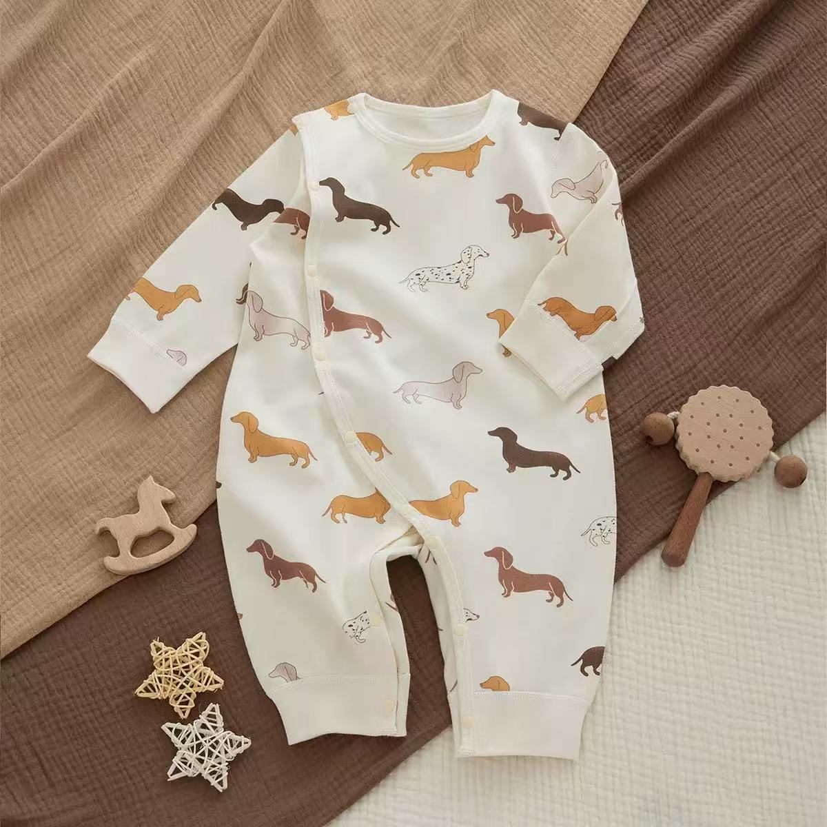 100% Organic Cotton Dachshund Print Baby Romper