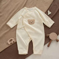 100% Organic Cotton Cream Teddy Bear Baby Romper