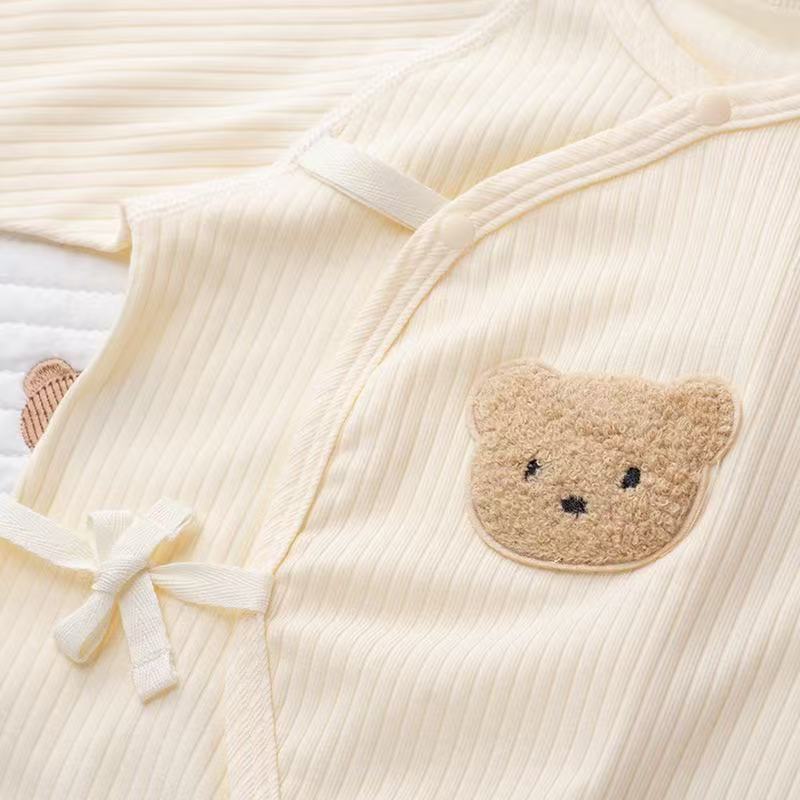 100% Organic Cotton Cream Teddy Bear Baby Romper