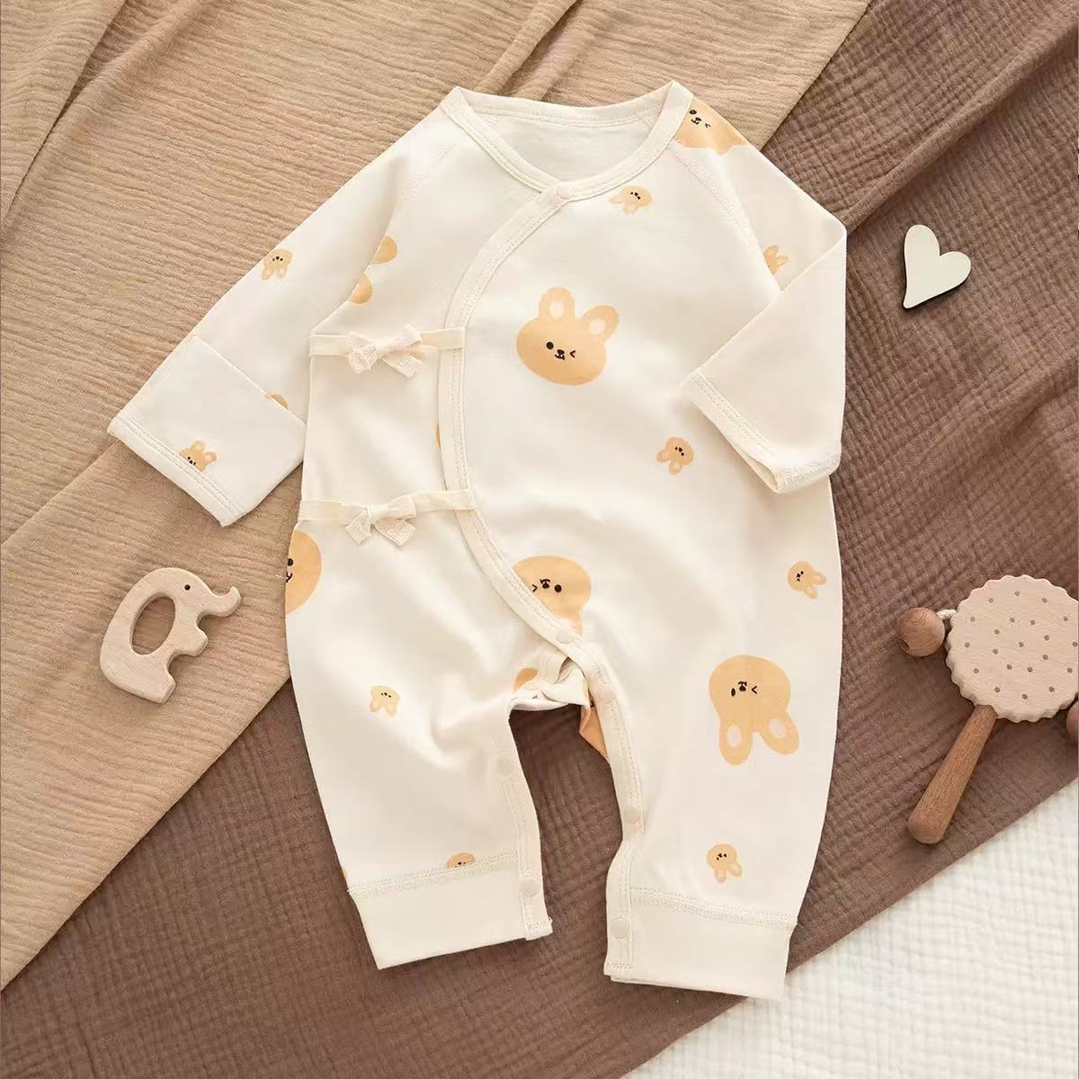 100% Organic Cotton Bunny Print Baby Romper