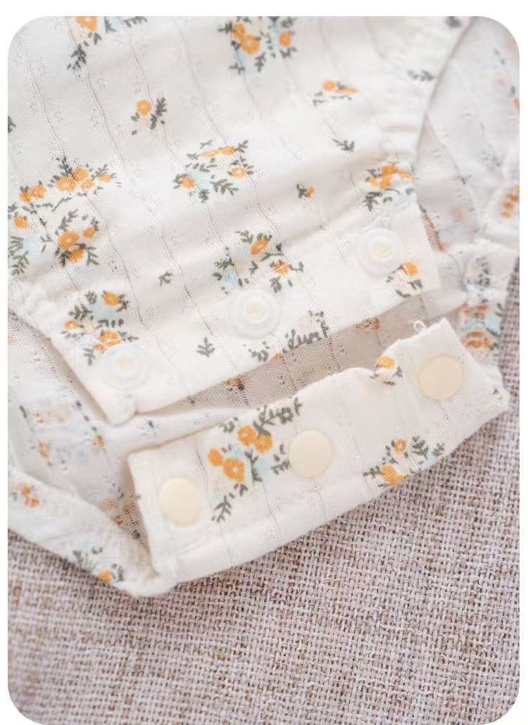 100% Organic Cotton Ruffle Collar Ditsy Floral Baby Onesie