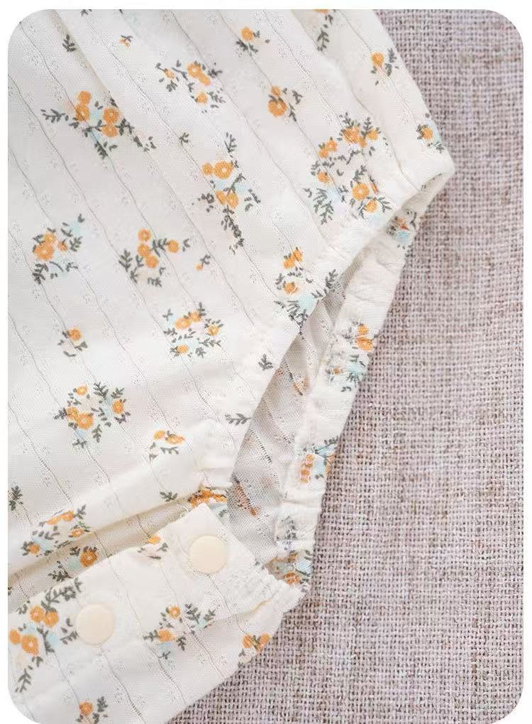100% Organic Cotton Ruffle Collar Ditsy Floral Baby Onesie