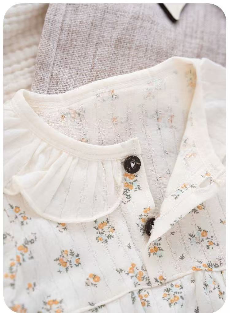 100% Organic Cotton Ruffle Collar Ditsy Floral Baby Onesie