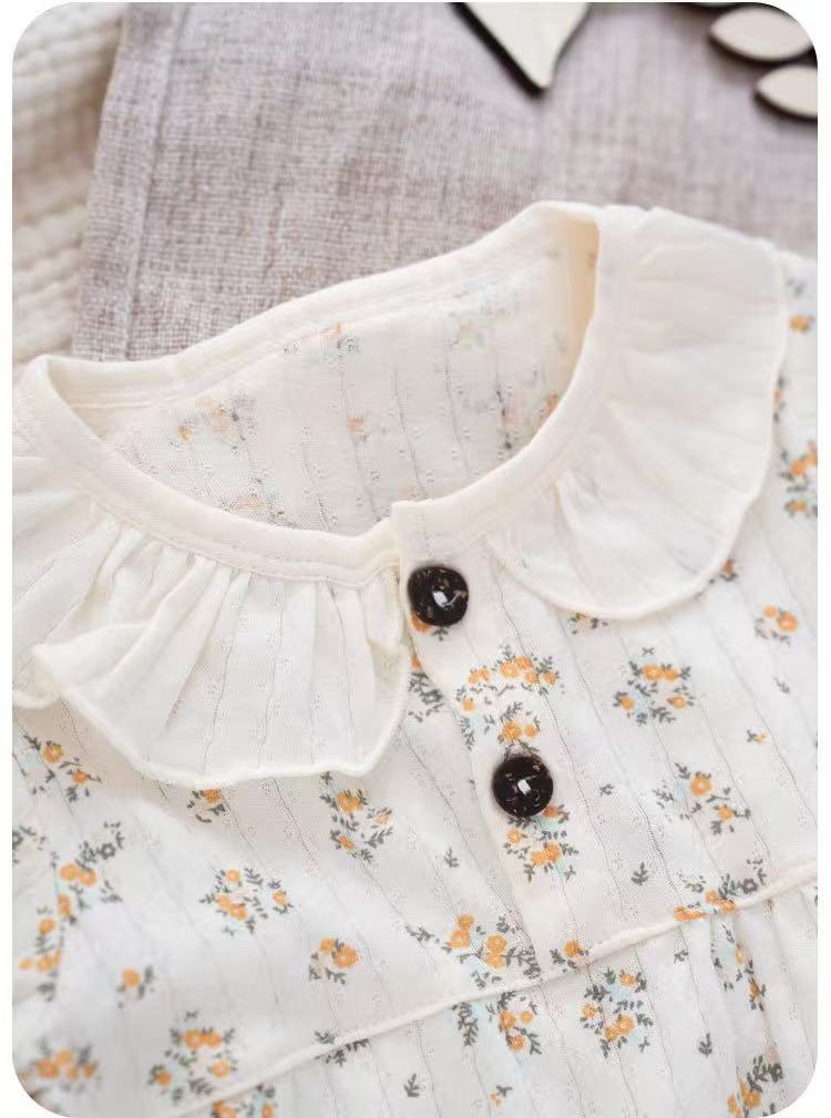 100% Organic Cotton Ruffle Collar Ditsy Floral Baby Onesie