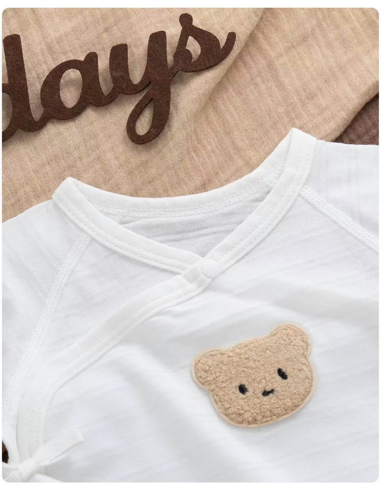 100% Organic Cotton Bear Patch Short Sleeve Baby Onesie