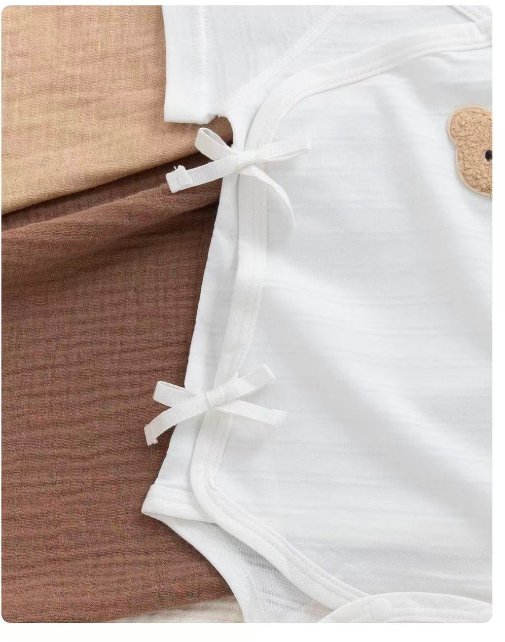 100% Organic Cotton Bear Patch Short Sleeve Baby Onesie