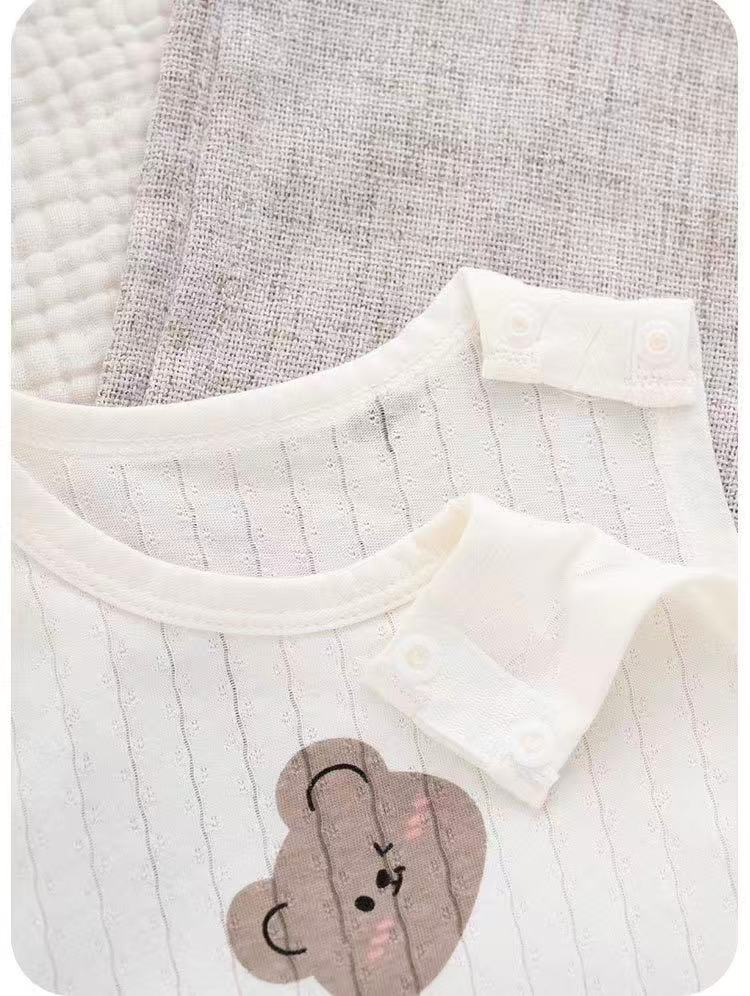 100% Organic Cotton Sleeveless Allover Bear Print Baby Onesie