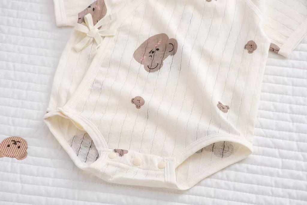 100% Organic Cotton Short Sleeve Allover Bear Print Baby Onesie
