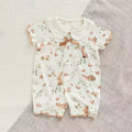 Organic Cotton & Bamboo Blend Short Sleeve Bunny Print Baby Romper