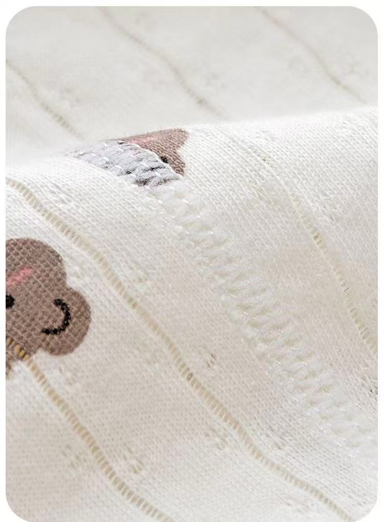 100% Organic Cotton Short Sleeve  Allover Bear Print Baby Two Piece Set