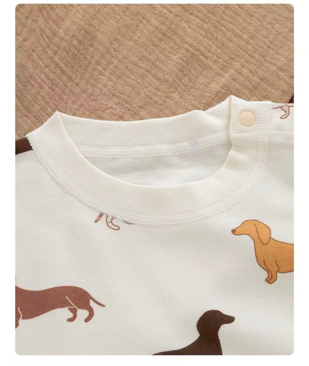 100% Organic Cotton Long Sleeve Dachshund Print Baby Two Piece Set