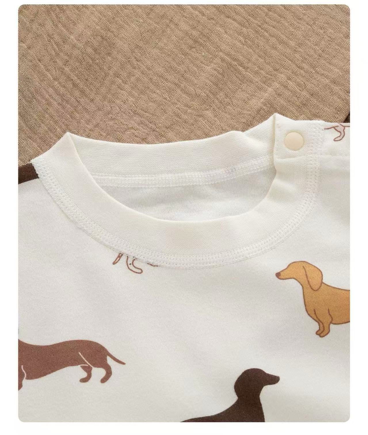 100% Organic Cotton Long Sleeve Dachshund Print Baby Two Piece Set