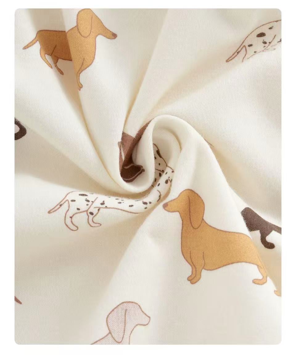 100% Organic Cotton Long Sleeve Dachshund Print Baby Two Piece Set