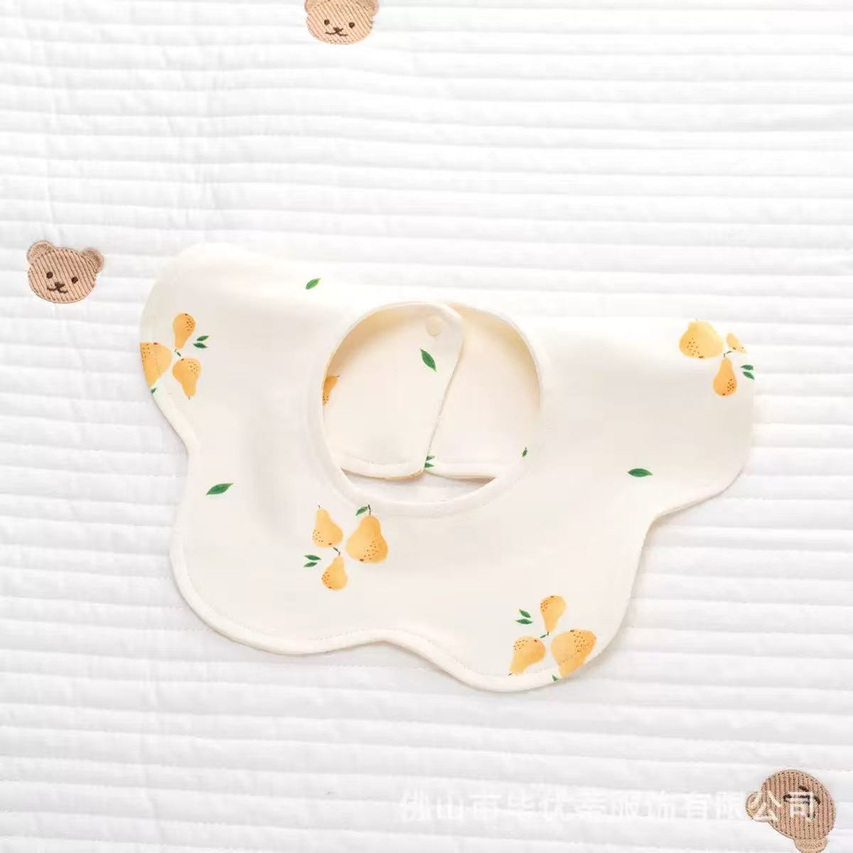 100% Organic Cotton Pear Print Baby Bib