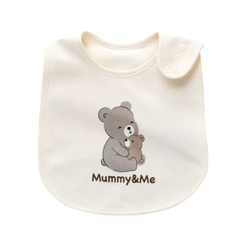 100%  Organic Cotton Mummy & Me Bear Print Baby Bib