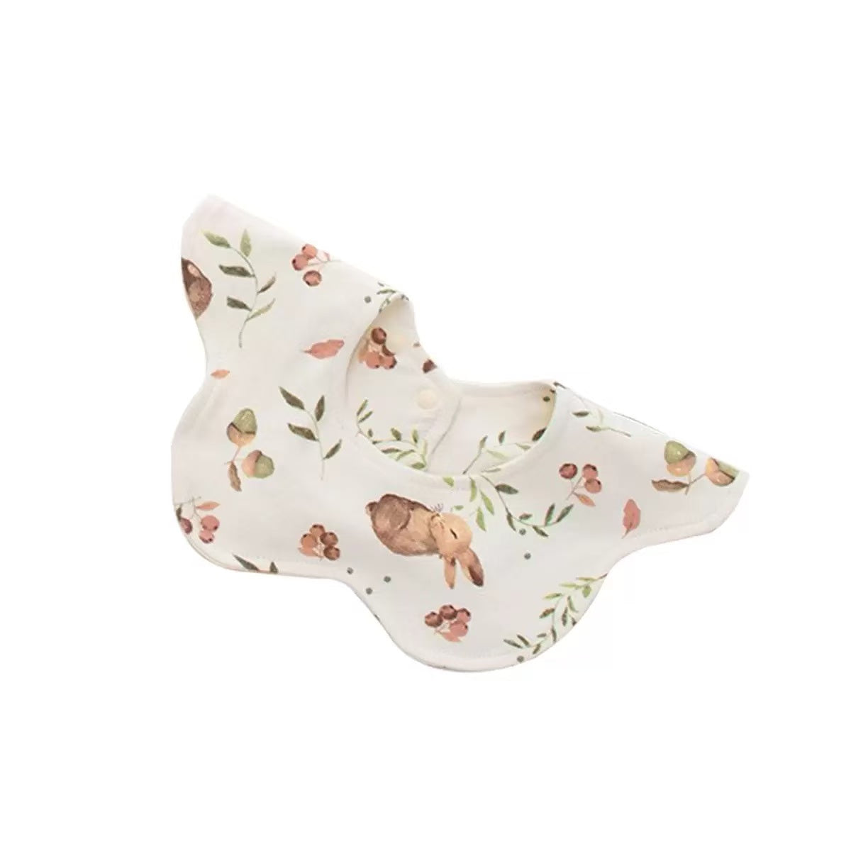 100% Organic Cotton Watercolor Woodland Bunny Print Baby Bib