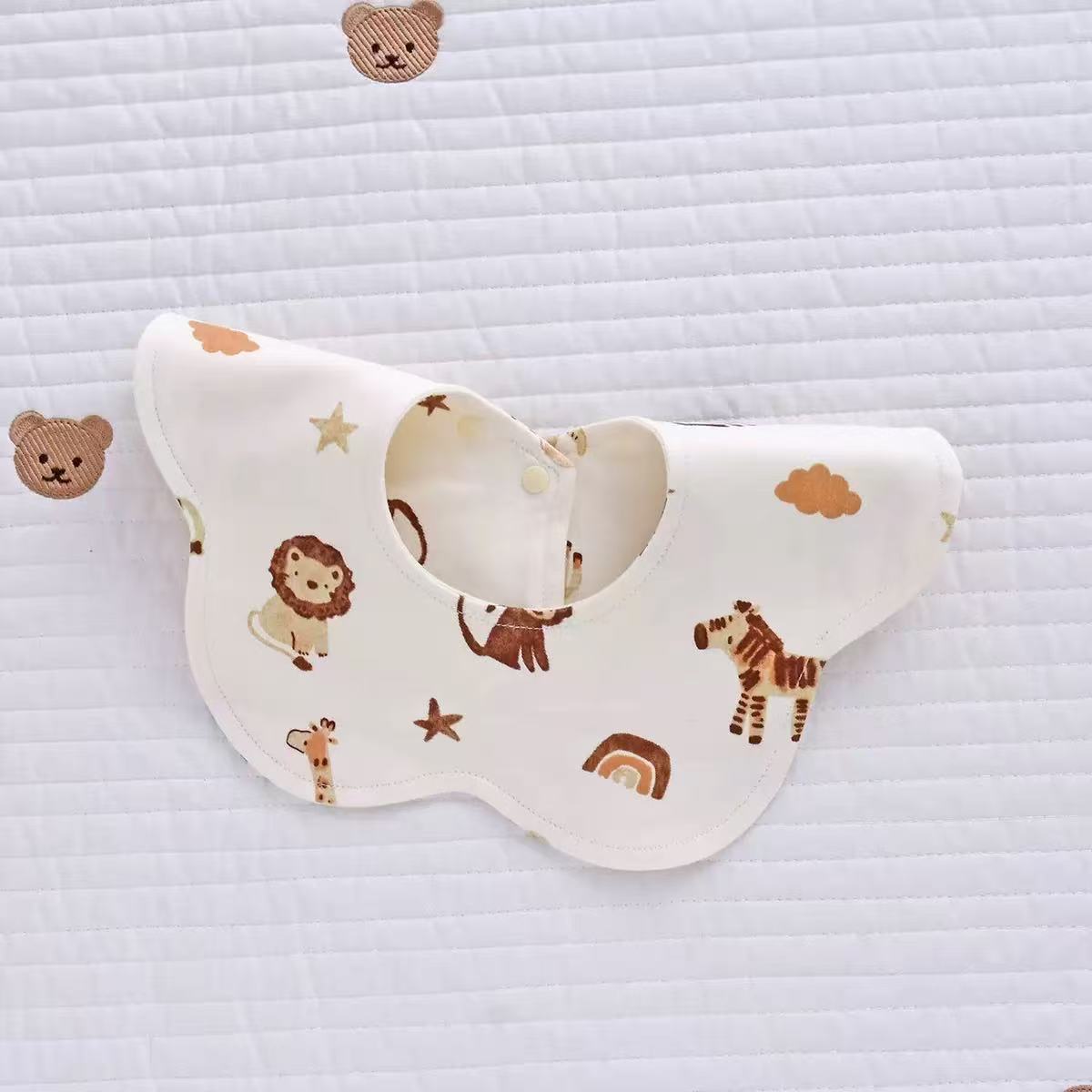 100% Organic Cotton Safari Animal Print Baby Bib