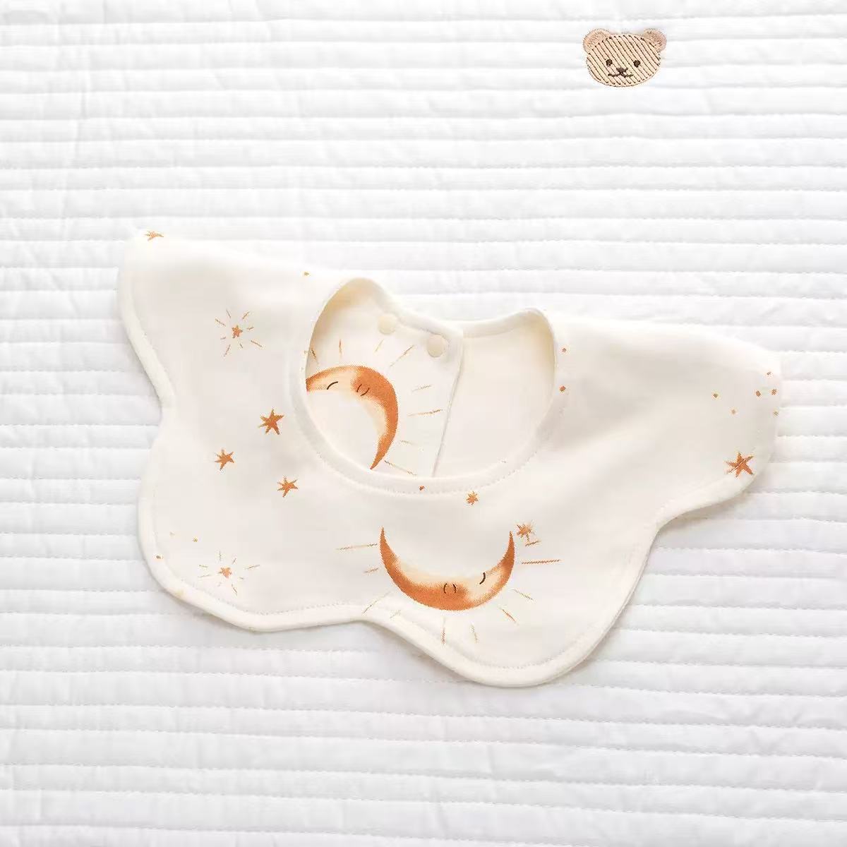 100% Organic Cotton Moon Star Print Baby Bib