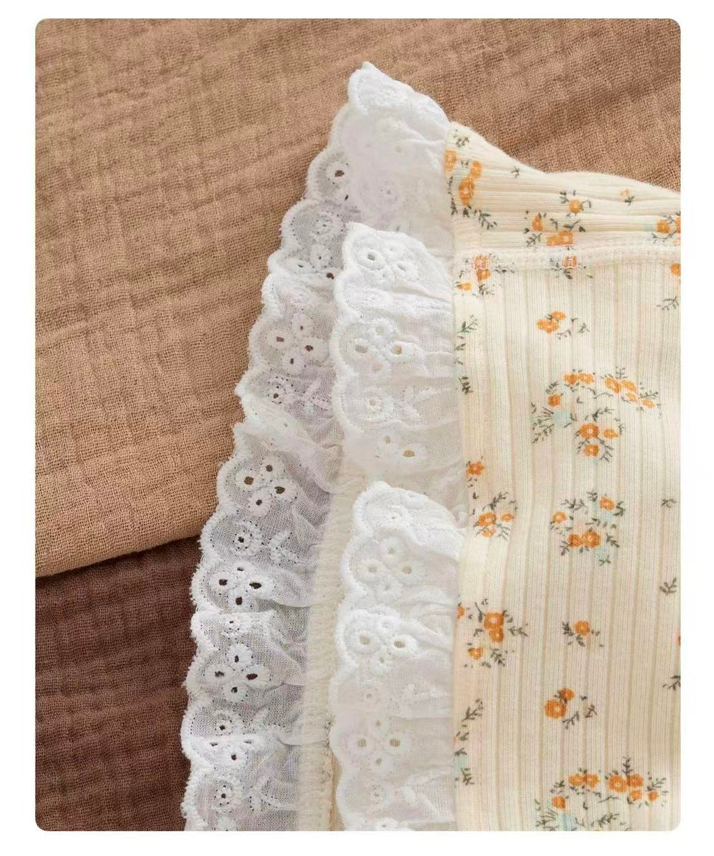 Organic Cotton Floral Lace Baby Bonnet Hat