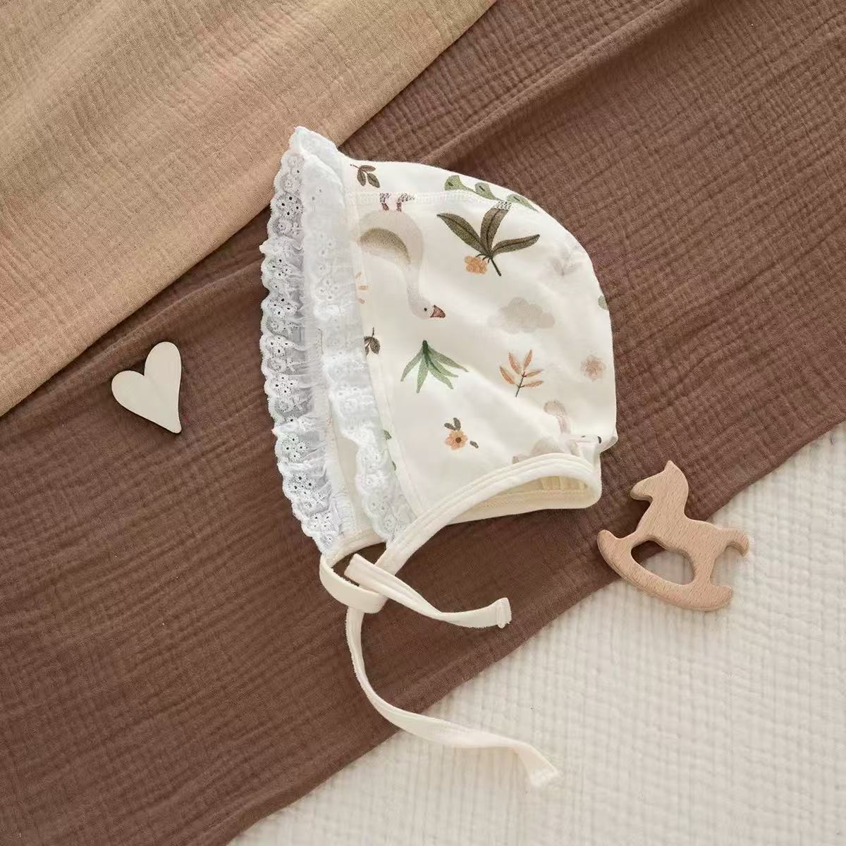 100% Organic Cotton Goose Lace Baby Bonnet
